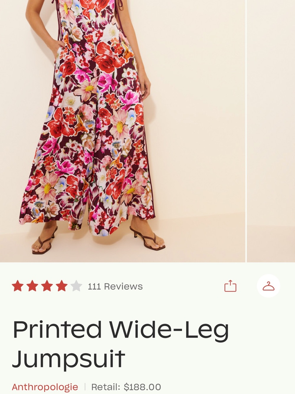Anthropologie Floral Wide-Leg Sleeveless Jumpsuit in Multicolor